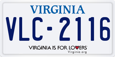 VA license plate VLC2116