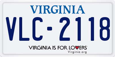 VA license plate VLC2118