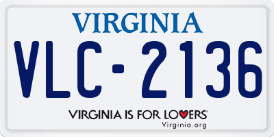 VA license plate VLC2136