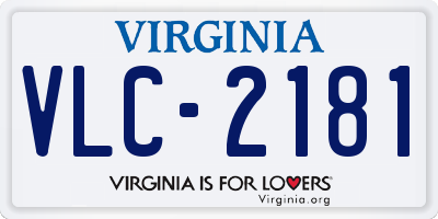 VA license plate VLC2181