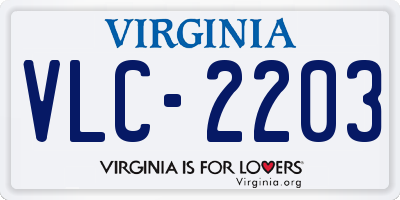 VA license plate VLC2203