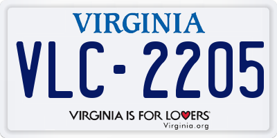 VA license plate VLC2205