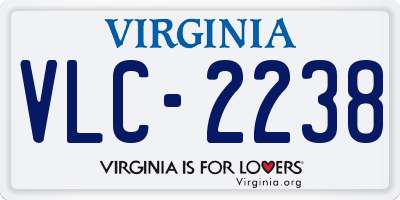 VA license plate VLC2238