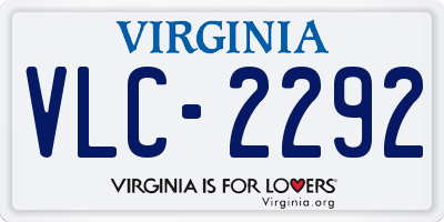 VA license plate VLC2292