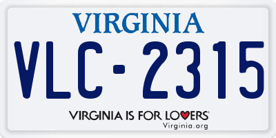 VA license plate VLC2315
