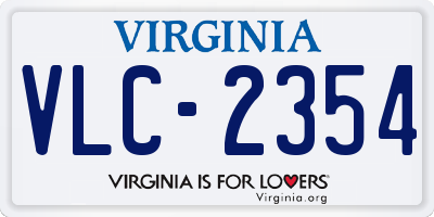 VA license plate VLC2354