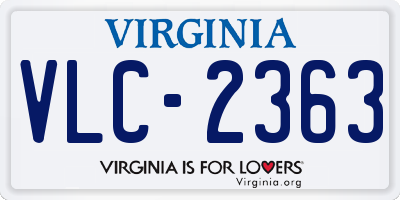 VA license plate VLC2363