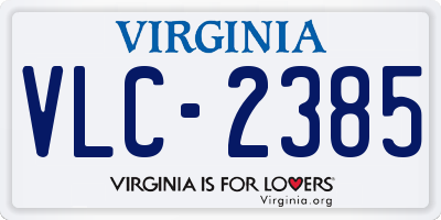 VA license plate VLC2385