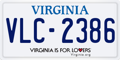 VA license plate VLC2386
