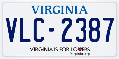 VA license plate VLC2387