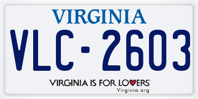 VA license plate VLC2603