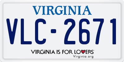 VA license plate VLC2671