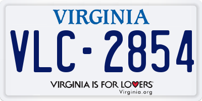 VA license plate VLC2854