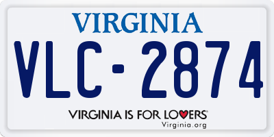 VA license plate VLC2874