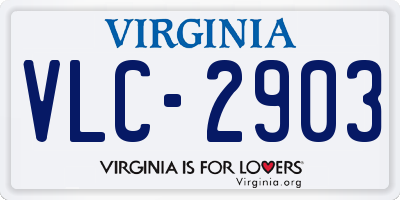 VA license plate VLC2903