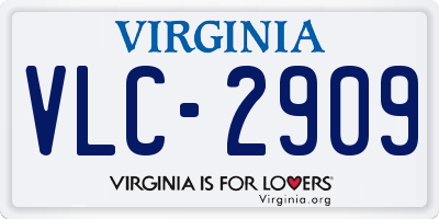 VA license plate VLC2909