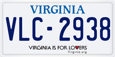VA license plate VLC2938