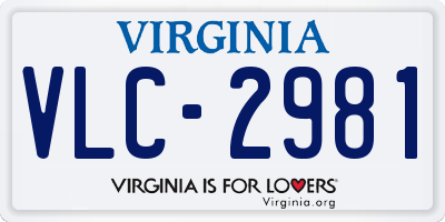 VA license plate VLC2981