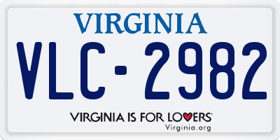 VA license plate VLC2982