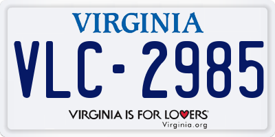 VA license plate VLC2985