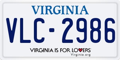 VA license plate VLC2986