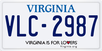 VA license plate VLC2987