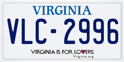 VA license plate VLC2996