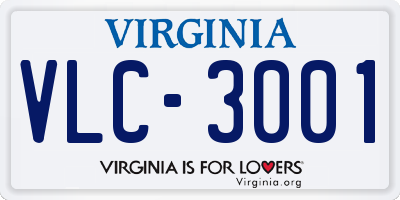 VA license plate VLC3001