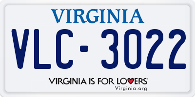 VA license plate VLC3022