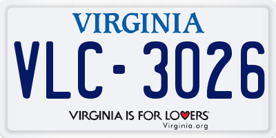 VA license plate VLC3026