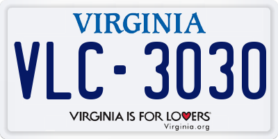 VA license plate VLC3030
