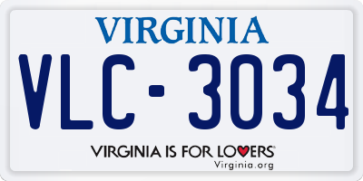 VA license plate VLC3034