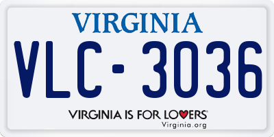 VA license plate VLC3036