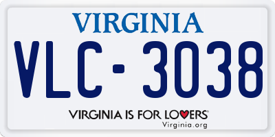 VA license plate VLC3038