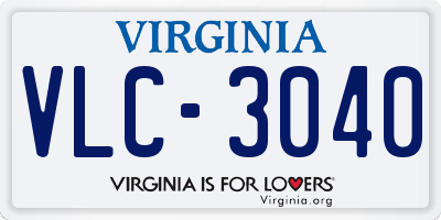 VA license plate VLC3040