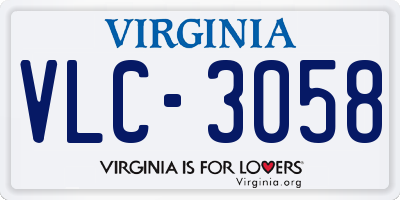 VA license plate VLC3058