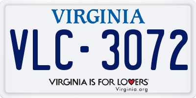 VA license plate VLC3072