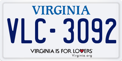 VA license plate VLC3092