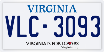 VA license plate VLC3093