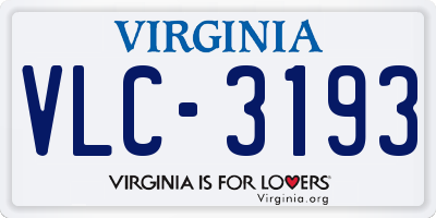 VA license plate VLC3193