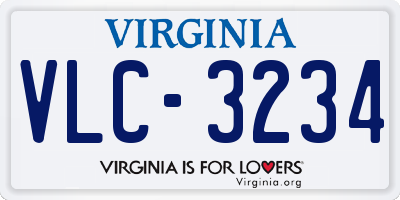 VA license plate VLC3234