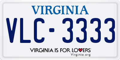 VA license plate VLC3333