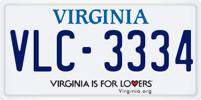 VA license plate VLC3334