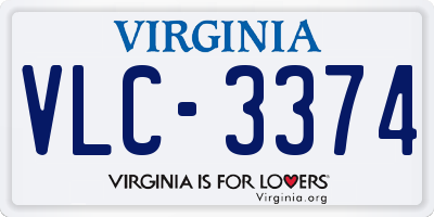 VA license plate VLC3374