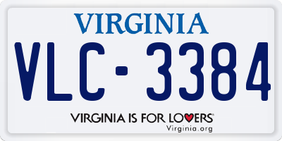 VA license plate VLC3384