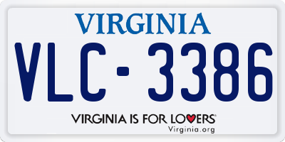 VA license plate VLC3386