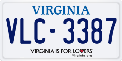 VA license plate VLC3387