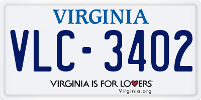 VA license plate VLC3402