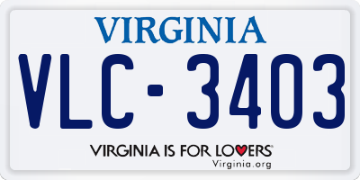 VA license plate VLC3403