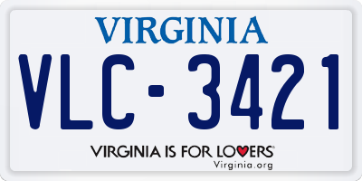 VA license plate VLC3421